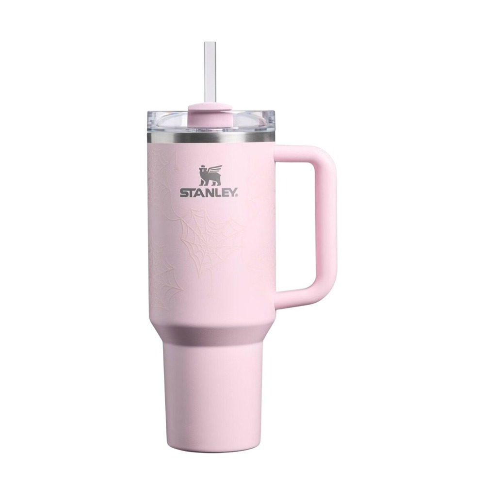 Stanley 40oz Quencher H2.0 FlowState Tumbler Halloween Pink Glow In The Dark Web